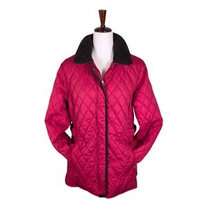 Chore Coat Size L (12-14) Barn Coat Quilted Red Corduroy Collar Button Zip 90s